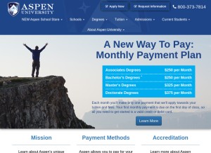 How aspen.edu looks like on a tablet such as an iPad.
