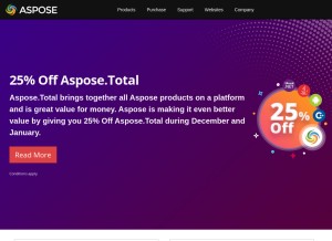 How aspose.com looks like on a tablet such as an iPad.