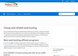 How aspspider.com looks like on a tablet such as an iPad.
