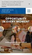 How assumption.edu looks like on a mobile device such as an iPhone.