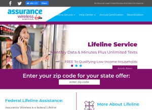 How assurancewireless.com looks like on a tablet such as an iPad.