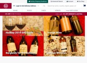 How astorwines.com looks like on a tablet such as an iPad.
