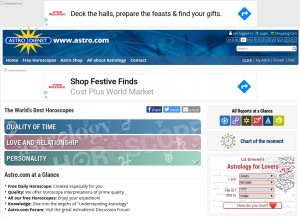 How astro.com looks like on a tablet such as an iPad.