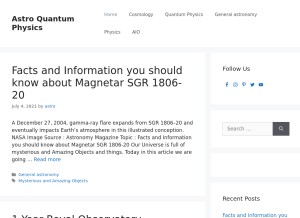 How astroquantumphysics.com looks like on a tablet such as an iPad.
