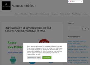How astucesmobiles.com looks like on a tablet such as an iPad.