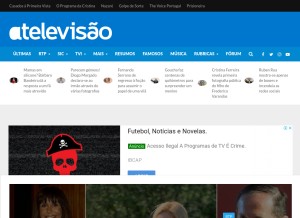 How atelevisao.com looks like on a tablet such as an iPad.