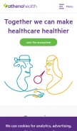 How athenahealth.com looks like on a mobile device such as an iPhone.