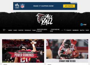 How atlantafalcons.com looks like on a tablet such as an iPad.