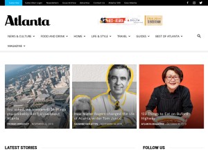 How atlantamagazine.com looks like on a tablet such as an iPad.