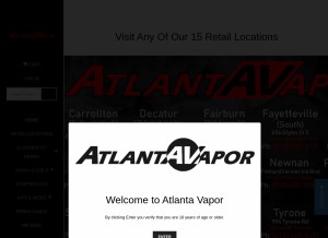 How atlantavapor.com looks like on a tablet such as an iPad.