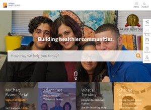 How atlantichealth.org looks like on a tablet such as an iPad.