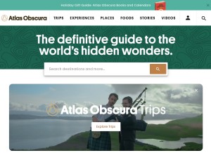 How atlasobscura.com looks like on a tablet such as an iPad.