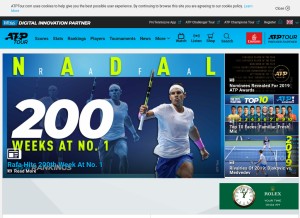How atpworldtour.com looks like on a tablet such as an iPad.