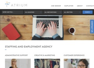 How atriumstaff.com looks like on a tablet such as an iPad.