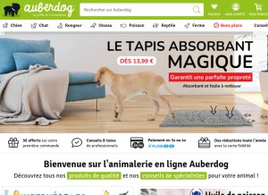 How auberdog.com looks like on a tablet such as an iPad.