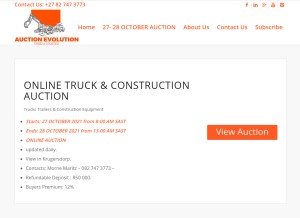 How auctionevolution.co.za looks like on a tablet such as an iPad.