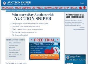 How auctionsniper.com looks like on a tablet such as an iPad.