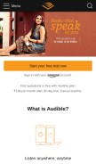 How audible.in looks like on a mobile device such as an iPhone.