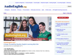 How audioenglish.org looks like on a tablet such as an iPad.
