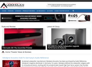 How audioholics.com looks like on a tablet such as an iPad.