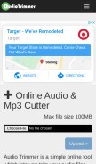 How audiotrimmer.com looks like on a mobile device such as an iPhone.