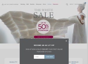 How aulitfinelinens.com looks like on a tablet such as an iPad.