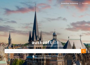 How auskunft.de looks like on a tablet such as an iPad.
