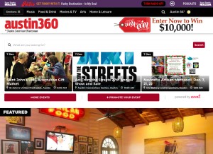 How austin360.com looks like on a tablet such as an iPad.