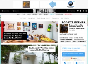 How austinchronicle.com looks like on a tablet such as an iPad.