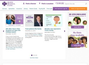 How austinregionalclinic.com looks like on a tablet such as an iPad.