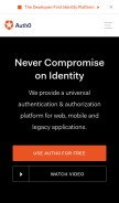 How auth0.com looks like on a mobile device such as an iPhone.