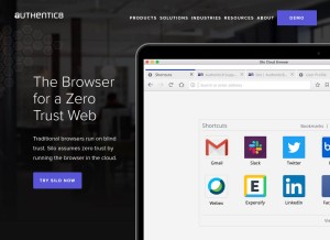 How authentic8.com looks like on a tablet such as an iPad.