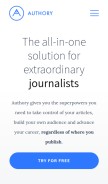 How authory.com looks like on a mobile device such as an iPhone.