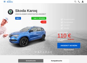 How auto.de looks like on a tablet such as an iPad.