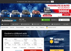 How autobazar.sk looks like on a tablet such as an iPad.