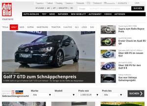 How autobild.de looks like on a tablet such as an iPad.