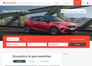 How autocasion.com looks like on a tablet such as an iPad.