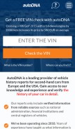 How autodna.com looks like on a mobile device such as an iPhone.