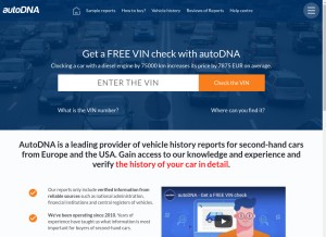 How autodna.com looks like on a tablet such as an iPad.