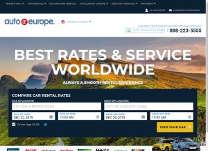 How autoeurope.com looks like on a tablet such as an iPad.