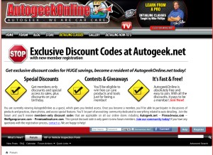 How autogeekonline.net looks like on a tablet such as an iPad.