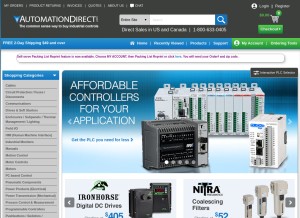 How automationdirect.com looks like on a tablet such as an iPad.