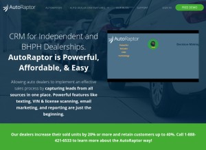 How autoraptor.com looks like on a tablet such as an iPad.