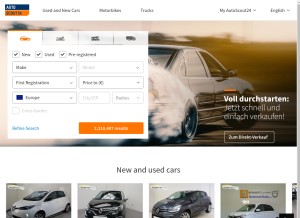 How autoscout24.com looks like on a tablet such as an iPad.