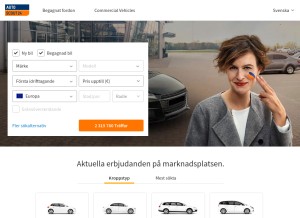 How autoscout24.se looks like on a tablet such as an iPad.