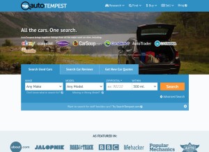 How autotempest.com looks like on a tablet such as an iPad.