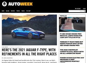 How autoweek.com looks like on a tablet such as an iPad.