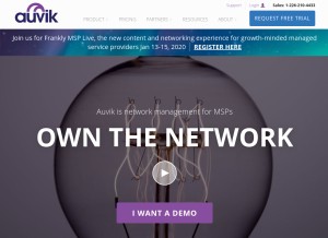 How auvik.com looks like on a tablet such as an iPad.