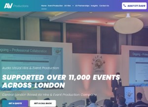 How av-productions.co.uk looks like on a tablet such as an iPad.