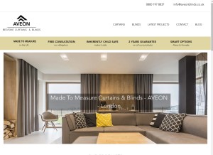 How aveonblinds.co.uk looks like on a tablet such as an iPad.